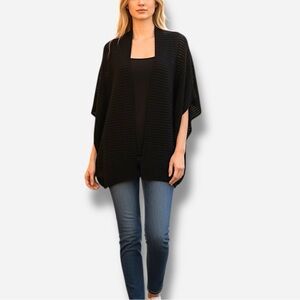 🌸Gap🌸 Sweater Wrap Poncho Sz XS/S Black Open Front